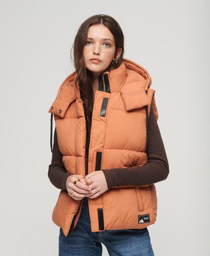 Women's Touchline Short Padded Gilet Orange / Caramel Grid - Size: 14 - Superdry - Modalova