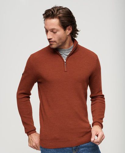Men's Merino-Pullover mit Halblangem Reißverschluss - Größe: L - Superdry - Modalova