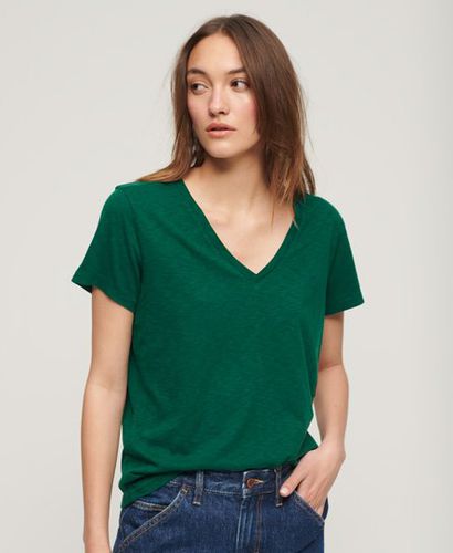 Women's Strukturiertes T-Shirt mit V-Ausschnitt und Stickerei - Größe: 38 - Superdry - Modalova
