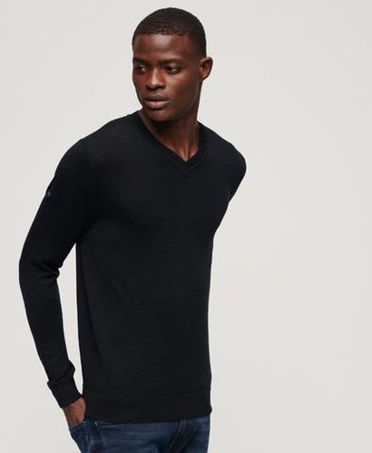 Men's Merino V-Neck Jumper Black - Size: Xxl - Superdry - Modalova