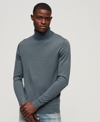 Men's Merino Roll Neck Jumper Blue / Dry Slate Blue - Size: Xxl - Superdry - Modalova