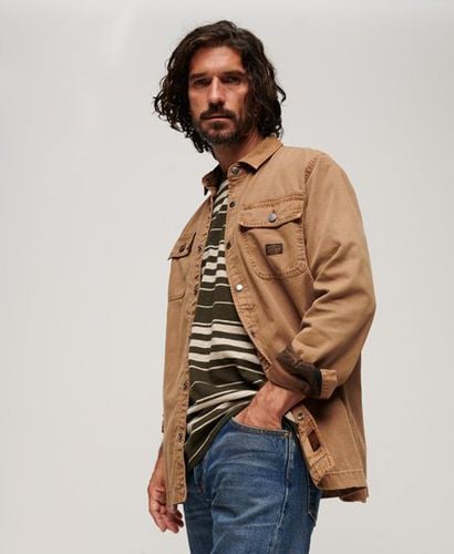 Men's Organic Cotton Canvas Workwear Overshirt Brown / Sandstone Brown - Size: L - Superdry - Modalova
