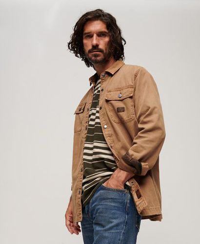 Men's Organic Cotton Canvas Workwear Overshirt Brown / Sandstone Brown - Size: S - Superdry - Modalova