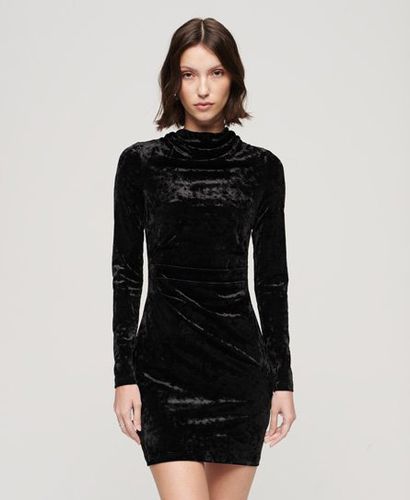 Women's Velvet Long Sleeve Mini Dress Black - Size: 12 - Superdry - Modalova