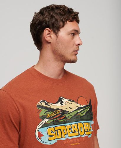 Men's Travel Postcard Graphic T-Shirt / Americana Marl - Size: L - Superdry - Modalova