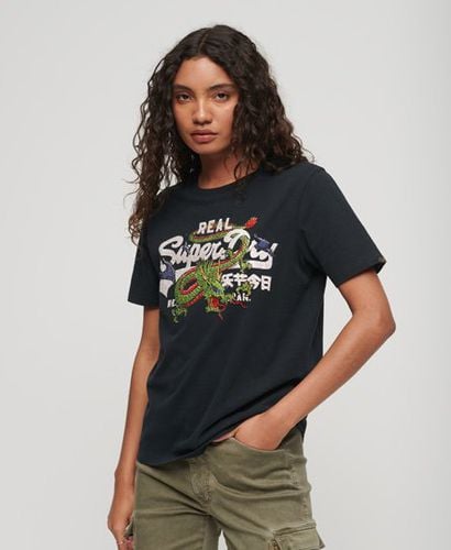 Women's Classic Vintage Logo Narrative T-Shirt, Dark Grey, Size: 8 - Superdry - Modalova