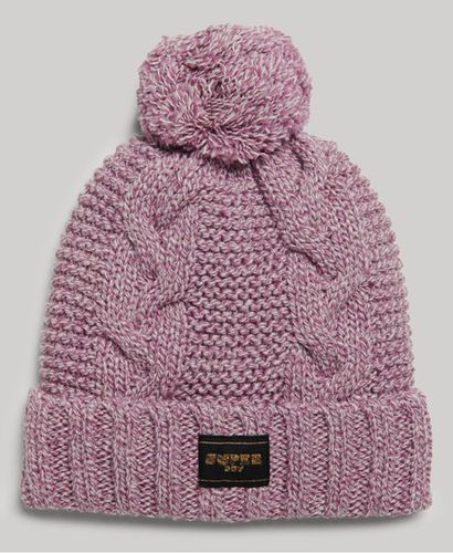 Women's Cable Knit Beanie Hat Purple / Lilac Purple Fleck - Size: 1SIZE - Superdry - Modalova