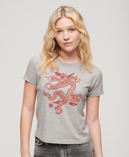 X Komodo Dragon Damen und Slim T-Shirt mit Grafikdruck, Größe: 36 - Superdry - Modalova