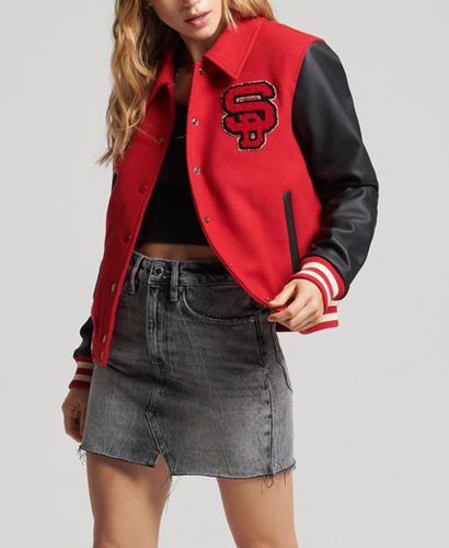 Women's Vintage Mixed Varsity Bomber Red / Expedition Red - Size: 12 - Superdry - Modalova