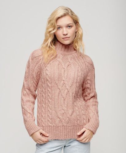 Women's Hochgeschlossener Pullover mit Zopfmuster - Größe: 44 - Superdry - Modalova