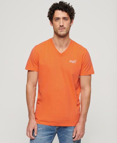 Men's Organic Cotton Essential Logo V Neck T-Shirt / Sunburst Coral - Size: L - Superdry - Modalova