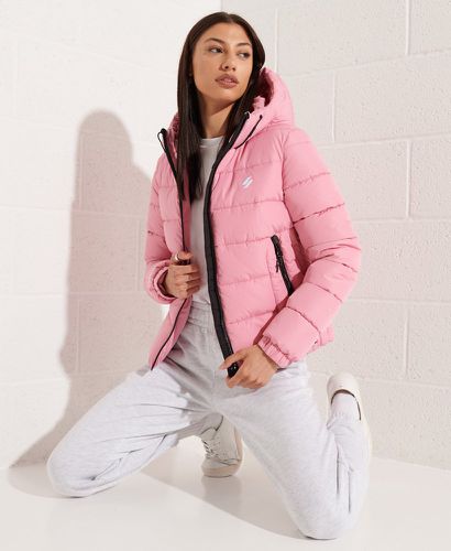 Women's Hooded Spirit Sports Puffer Jacket Pink / Montauk Blush - Size: 16 - Superdry - Modalova