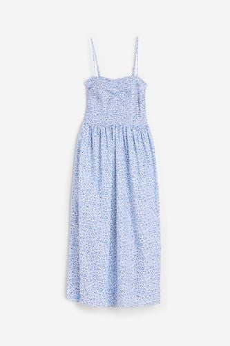 Gesmoktes Baumwollkleid Weiß/Blau geblümt, Alltagskleider in Größe XL. Farbe: - H&M - Modalova