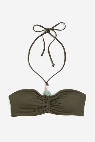 Wattiertes Bandeau-Bikinitop Dunkles Khakigrün, Bikini-Oberteil in Größe 36. Farbe: - H&M - Modalova