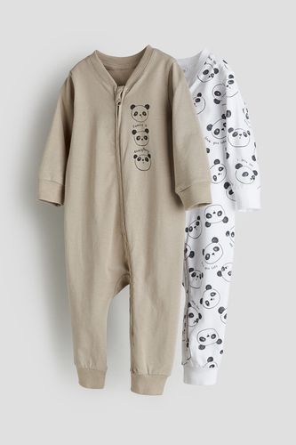 Er-Pack Baumwollschlafanzüge mit Print Taupe/Pandas, Pyjamas in Größe 50. Farbe: - H&M - Modalova