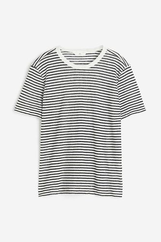 T-Shirt aus Leinen Weiß/Schwarz gestreift in Größe XS. Farbe: - H&M - Modalova