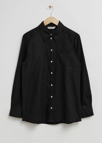 Leinenhemd mit aufgesetzter Tasche Schwarz, Freizeithemden in Größe 34. Farbe: - & Other Stories - Modalova