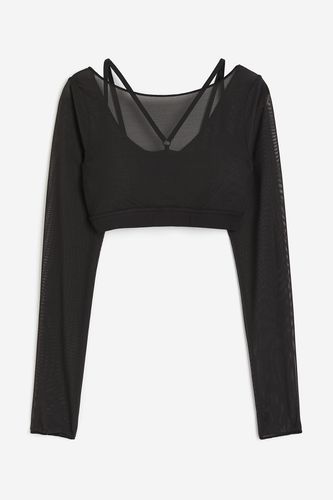 DryMove™ Cropped Sportshirt aus Mesh Schwarz, Sport – T-Shirts in Größe L. Farbe: - H&M - Modalova