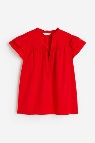 Popeline-Bluse mit Volantärmeln Rot, Blusen in Größe S. Farbe: - H&M - Modalova