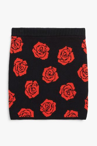 Mini-Strickrock mit Jacquardmuster Rote Rosen, Röcke in Größe L. Farbe: - Monki - Modalova