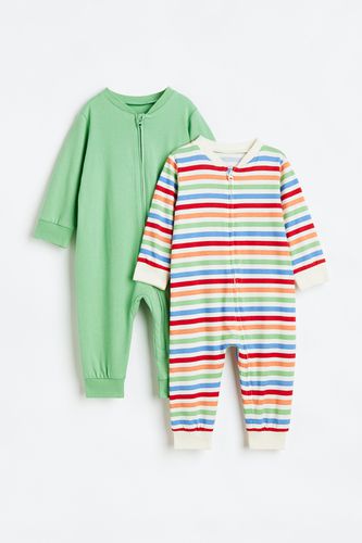 Er-Pack Baumwollschlafanzüge mit Print Grün/Gestreift, Pyjamas in Größe 50. Farbe: - H&M - Modalova