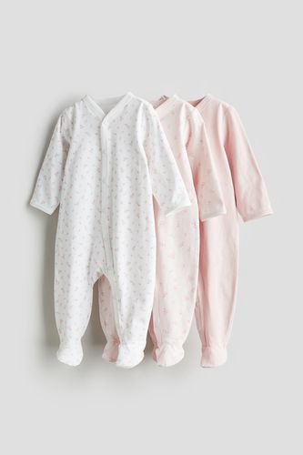 Er-Pack Schlafanzüge mit Füßchen Hellrosa/Geblümt, Pyjamas in Größe 74. Farbe: - H&M - Modalova
