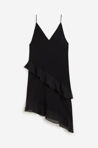Slipkleid aus Satin mit Volants Schwarz, Alltagskleider in Größe L. Farbe: - H&M - Modalova