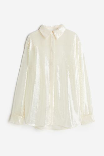 Oversized Bluse mit Pailletten Weiß, Blusen in Größe S. Farbe: - H&M - Modalova