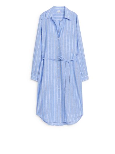 Hemdkleid aus Leinen Blau, Alltagskleider in Größe 38. Farbe: - Arket - Modalova