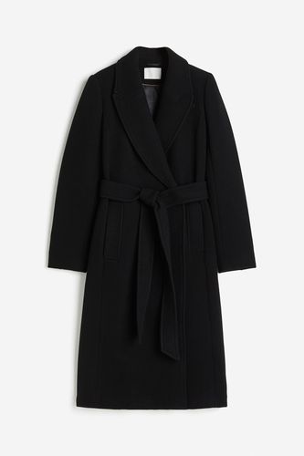 Mantel aus Wollmischung mit Bindegürtel Schwarz, Mäntel in Größe 36. Farbe: - H&M - Modalova