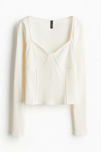 Shirt im Korsagenlook Cremefarben, Tops in Größe M. Farbe: - H&M - Modalova