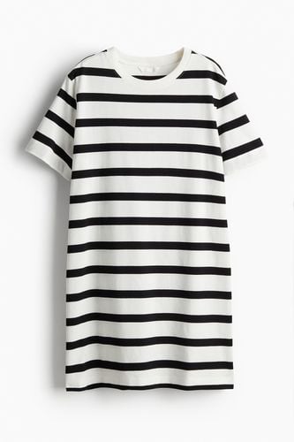 T-Shirt-Kleid aus Baumwolle Weiß/Schwarz gestreift, Alltagskleider in Größe XS. Farbe: - H&M - Modalova