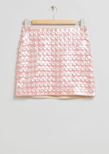 Paillettenrock mit hohem Bund Rosa/Weiße Blumenpailletten, Röcke in Größe 36. Farbe: - & Other Stories - Modalova