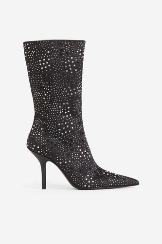 Strassverzierte Stiefel mit Absatz Schwarz in Größe 40. Farbe: - H&M - Modalova