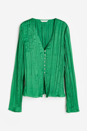Bluse aus plissiertem Satin Grün, Blusen in Größe XS. Farbe: - H&M - Modalova