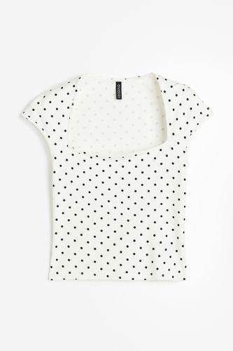 Shirt mit Kappenärmeln Weiß/Gepunktet, T-Shirt in Größe M. Farbe: - H&M - Modalova