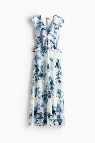 Volantkleid Weiß/Blau geblümt, Alltagskleider in Größe L. Farbe: - H&M - Modalova