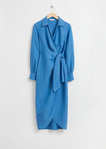Midi-Wickelkleid mit Kragen Leuchtendes Blau, Alltagskleider in Größe 32. Farbe: - & Other Stories - Modalova