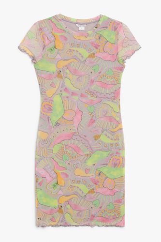 Kurzärmeliges figurbetontes Kleid Karte mit Herzen in Pastellfarben, Alltagskleider Größe L. Farbe: - Monki - Modalova