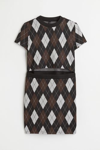 Kleid mit Cut-out Schwarz/Kariert, Alltagskleider in Größe 4XL. Farbe: - H&M - Modalova