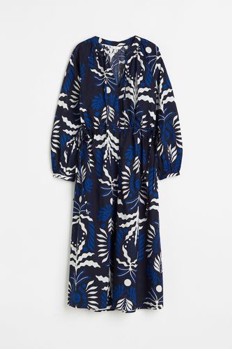 Baumwollkleid mit Bindedetail Marineblau/Gemustert, Alltagskleider in Größe XS. Farbe: - H&M - Modalova
