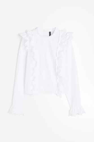 Volantbluse mit Detail in Broderie Anglaise Weiß, Blusen Größe XXS. Farbe: - H&M - Modalova