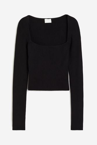 Crop-Shirt mit eckigem Ausschnitt Schwarz, Tops in Größe L. Farbe: - H&M - Modalova