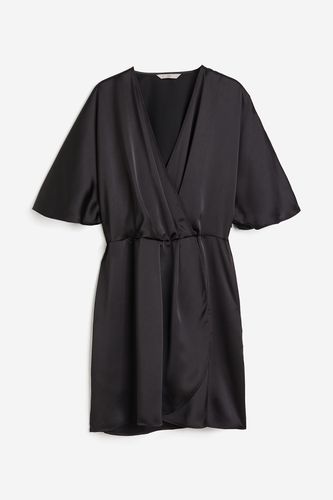 Wickelkleid aus Satin Schwarz, Alltagskleider in Größe XS. Farbe: - H&M - Modalova