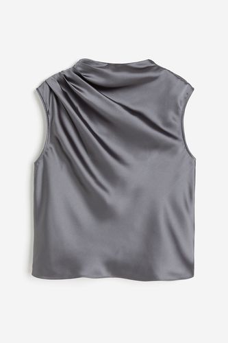 Drapierte Satinbluse Grau, Blusen in Größe XL. Farbe: - H&M - Modalova