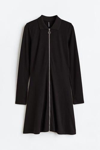 Kleid mit Kragen und Frontreißverschluss Schwarz, Alltagskleider in Größe XS. Farbe: - H&M - Modalova