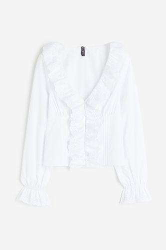 Popelinebluse mit Volants Weiß, Blusen in Größe XS. Farbe: - H&M - Modalova