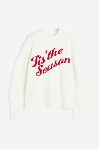 Oversized Pullover in Jacquardstrick Cremefarben/Tis' the Season Größe S. Farbe: Cream/tis' season - H&M - Modalova