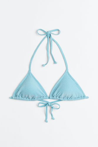 Wattiertes Triangel-Bikinitop Helltürkis/Glitzernd, Bikini-Oberteil in Größe 40. Farbe: - H&M - Modalova