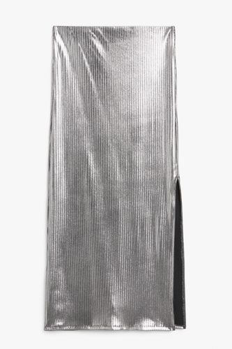 Glänzender gerippter Maxirock Silber, Röcke in Größe S. Farbe: - Monki - Modalova